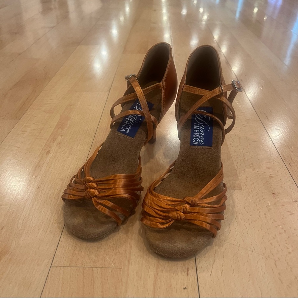Elegant Brown Strappy Women's Dance Shoes
